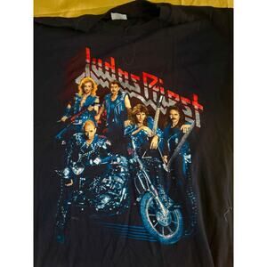 JUDAS PRIEST-L-SUPER RARE- ORIGINAL 1988 RAM IT DOWN TOUR T-SHIRT- FULL BAND